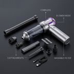 Rovel Cordless Car Vacuum with attachments and features