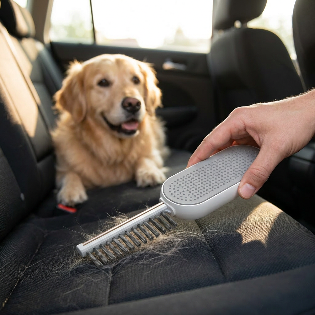 Rovel Reusable Pet Hair Remover in use