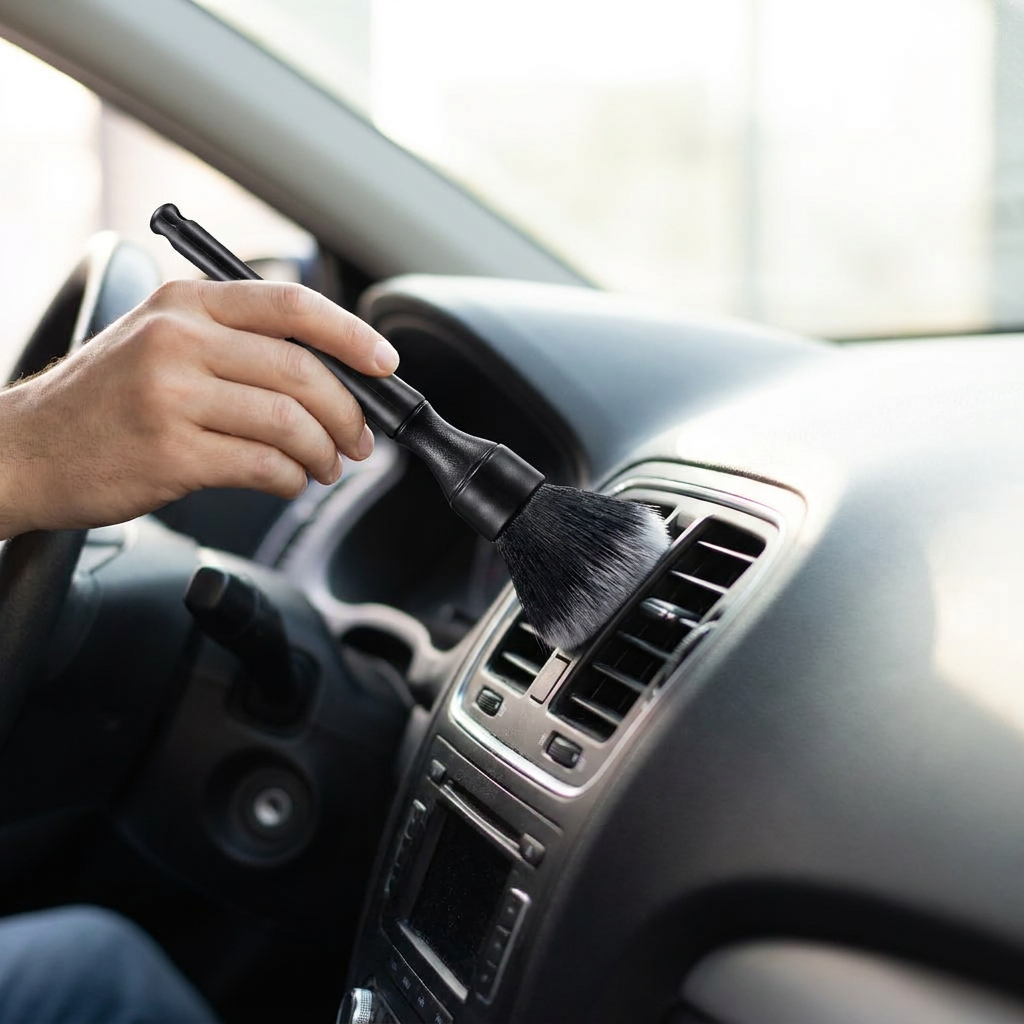 Rovel Ultra-Soft Interior Detailing Brush in use